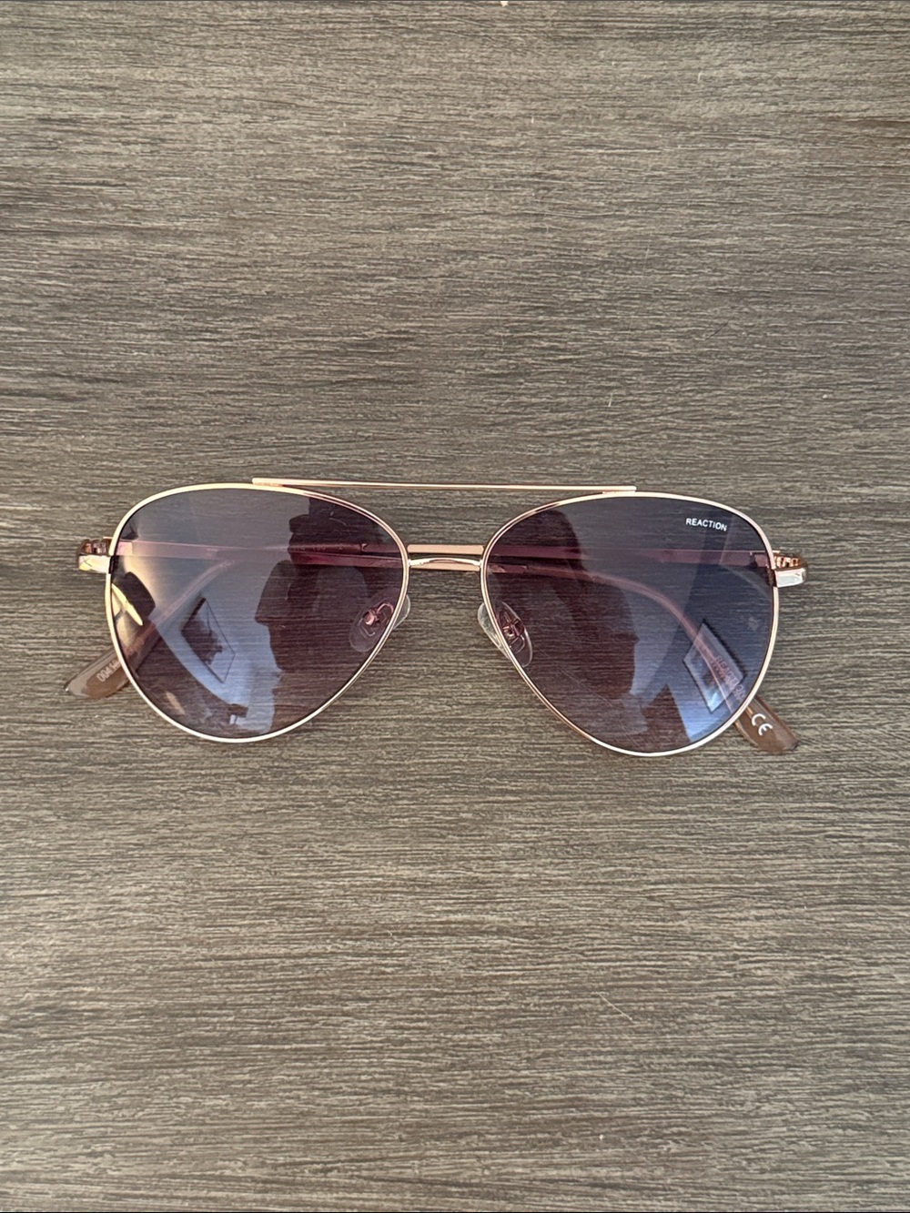 Kenneth Cole Reaction Rose Gold Aviator Sunglasses with Pink Gradient Lenses